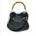 Gucci Bags | Gucci Black Nylon Bamboo Handle Hobo Shoulder Bag | Color: Black/Silver | Size: Os