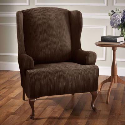 Kenwood Stretch Slipcover Wing Chair, Wing Chair, Chocolate