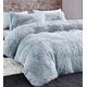 Laura Secret Long Fluffy Teddy Duvet Cover Sets,Pillow Case Hug And Snug Fleece Faux Fur Easy Quilt Bedding (Silver,3 pcs, King)