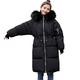 TIMEMEAN Puffer Coat Long Padded Down Jacket with Fur Hood Black XLarge