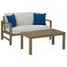 Latitude Run® 2 Piece Outdoor Loveseat & Table w/ Fabric Cushions Wood in Brown/White | Wayfair 75301C0BBD9A4B49AC48019959104568