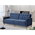Everly Quinn Chauntelle Twin 80" Wide Tufted Back Convertible Sofa Wood/Velvet/Solid Wood in Blue | 24 H x 80 W x 44.5 D in | Wayfair