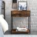 Trent Austin Design® Silvio 1 - Fabric Drawer Nightstand, Shop Sustainably Wood/Metal in Black/Brown | 23.6 H x 19.7 W x 15.7 D in | Wayfair