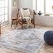 Fatih 2' x 2'11" Updated Traditional Farmhouse Beige/Charcoal/Gray/Light Gray Washable Area Rug - Hauteloom