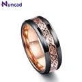 Nuncad-Bague de mariage en carbure de tungstène pour homme bague en acier motif dragon or rose