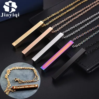 Jiayiqi – collier personnalisé avec nom gravé, pendentif à quatre côtés en acier inoxydable, ras du