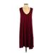 Forever 21 Casual Dress - A-Line Scoop Neck Sleeveless: Burgundy Solid Dresses - Women's Size X-Small