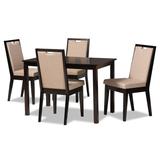 Rosa Modern and Contemporary Oak Wood Dining Set - Sand/Dark Brown