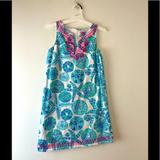 Lilly Pulitzer Dresses | Lilly Pulitzer Girls Embroidered Dress | Color: Green/Pink | Size: Large (10-12)