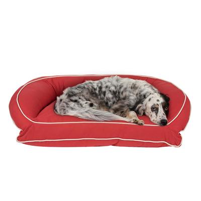 Carolina Pet Company Classic Canvas Bolster Lounger Dog Bed, 36" L X 27" W X 10.5" H, Barn Red