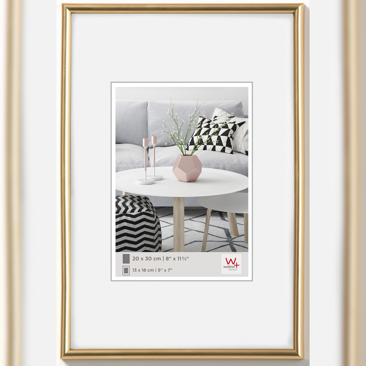 walther + design Galeria Kunststoff Bilderrahmen, gold, 30 x 45 cm Image