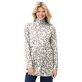 Plus Size Women's Mockneck Long-Sleeve Tunic by Woman Within in Ivory Leaf Print (Size 4X)