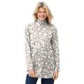 Plus Size Women's Mockneck Long-Sleeve Tunic by Woman Within in Ivory Leaf Print (Size M)