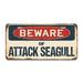 SignMission Beware of Attack Seagull Aluminum Plate Frame Aluminum in Black/Gray/Red | 12 H x 6 W x 0.1 D in | Wayfair A-LP-04-177