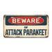 SignMission Beware of Attack Parakeet Aluminum Plate Frame Aluminum in Blue/Gray/Red | 12 H x 6 W x 0.1 D in | Wayfair A-LP-04-160