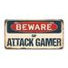 SignMission Beware of Attack Gamer Aluminum Plate Frame Aluminum in Black/Gray/Red | 12 H x 6 W x 0.1 D in | Wayfair A-LP-04-130