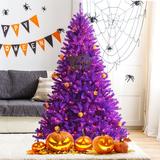 The Holiday Aisle® 72" H Purple Pine Cashmere Christmas Tree w/ 400 LED Lights & Hanging Figurine Ornaments, Metal in Green/Orange | 44 W in | Wayfair