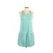 Belle + Sky Casual Dress - DropWaist Scoop Neck Sleeveless: Blue Solid Dresses - Women's Size Small