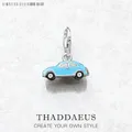 Pendentif breloque voiture bleue en argent Sterling 925 bijoux pour femmes et hommes cadeau de