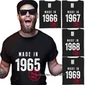 T-shirt à col rond imprimé vintage pour hommes t-shirts rétro 100% coton cadeau d'anniversaire de