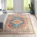 Blue/Orange 94 x 0.04 in Area Rug - Langley Street® Glendale Heights Oriental Burnt Orange/Blue/Peach Area Rug Polyester | 94 W x 0.04 D in | Wayfair