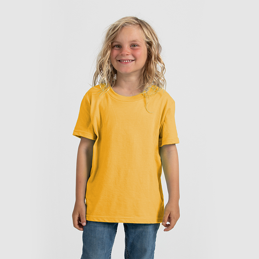 Tultex 0235TC Youth Fine Jersey T-Shirt in Heather Mellow Yellow size Large | Cotton 235