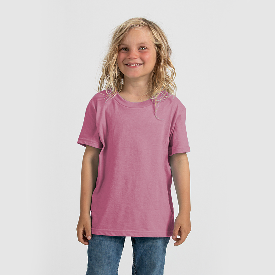 Tultex 0235TC Youth Fine Jersey T-Shirt in Heather Cassis size Small | Cotton 235