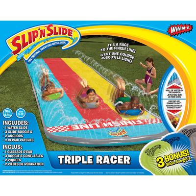 Wham-O Slip N Slide Triple Slip and Slide with 3 Bodyboards Premium Lawn Water Slide