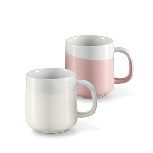 Kaffeebecher, 2er Set weiß/ rosa