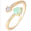 Free People Jewelry | 14k Gold Plated Adjustable Created Opal Rings | Color: Gold | Size: Various