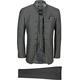 Mens Grey Chinese Grandad Collar 3 Piece Suit Fitted Nehru Jacket Wedding Party [Grey,Chest UK 40 EU 50,Trouser 34"]