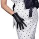 DooWay Women Real Leather Gloves Imported Goatskin Leather Wrist Short Classic Winter Warm Lining Dress Party Driving Gloves, Black, Medium