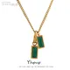 Yhpup – collier avec pendentif en acier inoxydable pour femmes zircon cubique vert bijoux en