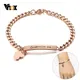 Vnox-Bracelets Personnalisés pour Femme et Fille Gravure Gratuite Or Rose 585 Acier Inoxydable