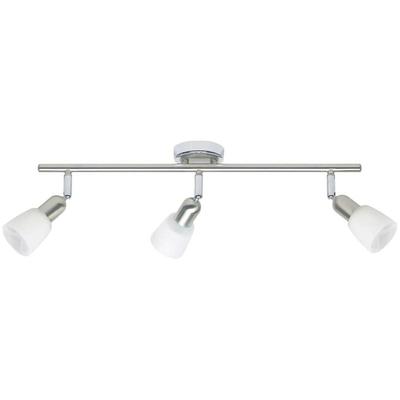 Brilliant Lampe Sofia Spotrohr 3flg eisen/chrom/weiß 3x D45, E14, 40W, geeignet für Tropfenlampen