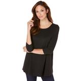 Plus Size Women's Three-Quarter Sleeve Swing Ultimate Tee by Roaman's in Black (Size 18/20) Shirt