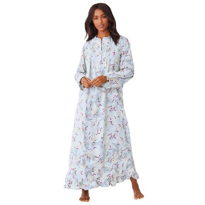 Plus Size Women's Long Flannel Nightgown by Only Necessities in Pearl Grey Holiday Holly (Size L)