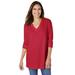 Plus Size Women's Three-Quarter Sleeve Thermal Sweatshirt by Woman Within in Classic Red (Size 38/40)