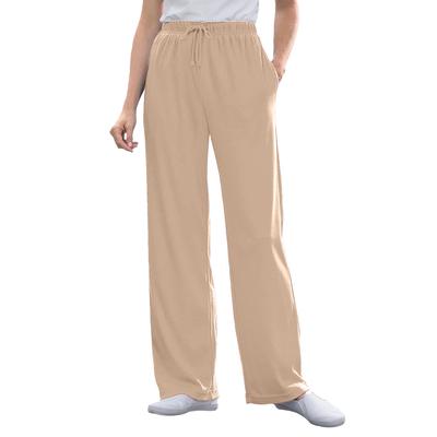 Plus Size Women's Sport Knit Straight Leg Pant by Woman Within in New Khaki (Size L)