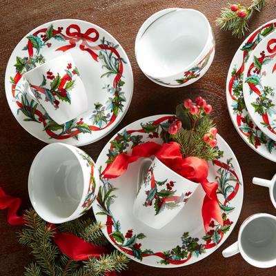 16-Pc. Christmas Dinnerware Set by BrylaneHome in White