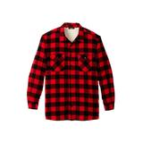 Men's Big & Tall Fleece Sherpa Shirt Jacket by KingSize in Red Buffalo Check (Size 8XL)