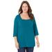 Plus Size Women's Ultra-Soft Square-Neck Tee by Catherines in Deep Teal (Size 4X)