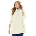 Plus Size Women's Button-Neck Waffle Knit Sweater by Woman Within in Ivory (Size 4X) Pullover