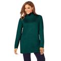 Plus Size Women's Cotton Cashmere Turtleneck by Jessica London in Emerald Green (Size 26/28) Sweater