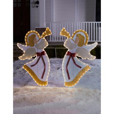 set of 2 pre-lit outdoor angels by BrylaneHome in ...