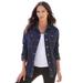 Plus Size Women's Boyfriend Denim Jacket by Roaman's in Indigo Wash (Size 42 W)