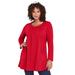 Plus Size Women's Long-Sleeve Two-Pocket Soft Knit Tunic by Roaman's in Vivid Red (Size 1X) Shirt