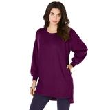 Plus Size Women's Blouson Sleeve High-Low Sweatshirt by Roaman's in Dark Berry (Size 14/16)