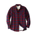 Men's Big & Tall Fleece Sherpa Shirt Jacket by KingSize in Rich Burgundy Check (Size 4XL)