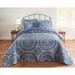 3-PC. Medallion Bedspread Set by BrylaneHome in Blue (Size QUEEN)